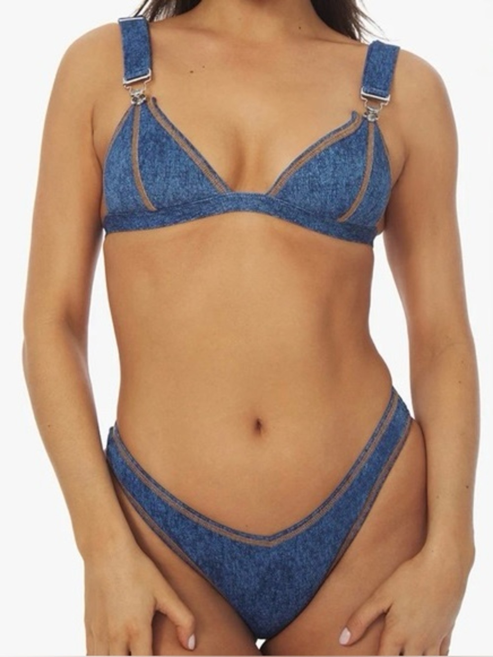 BRAND NEW WeWoreWhat Denim Overalls Bikini Size Small